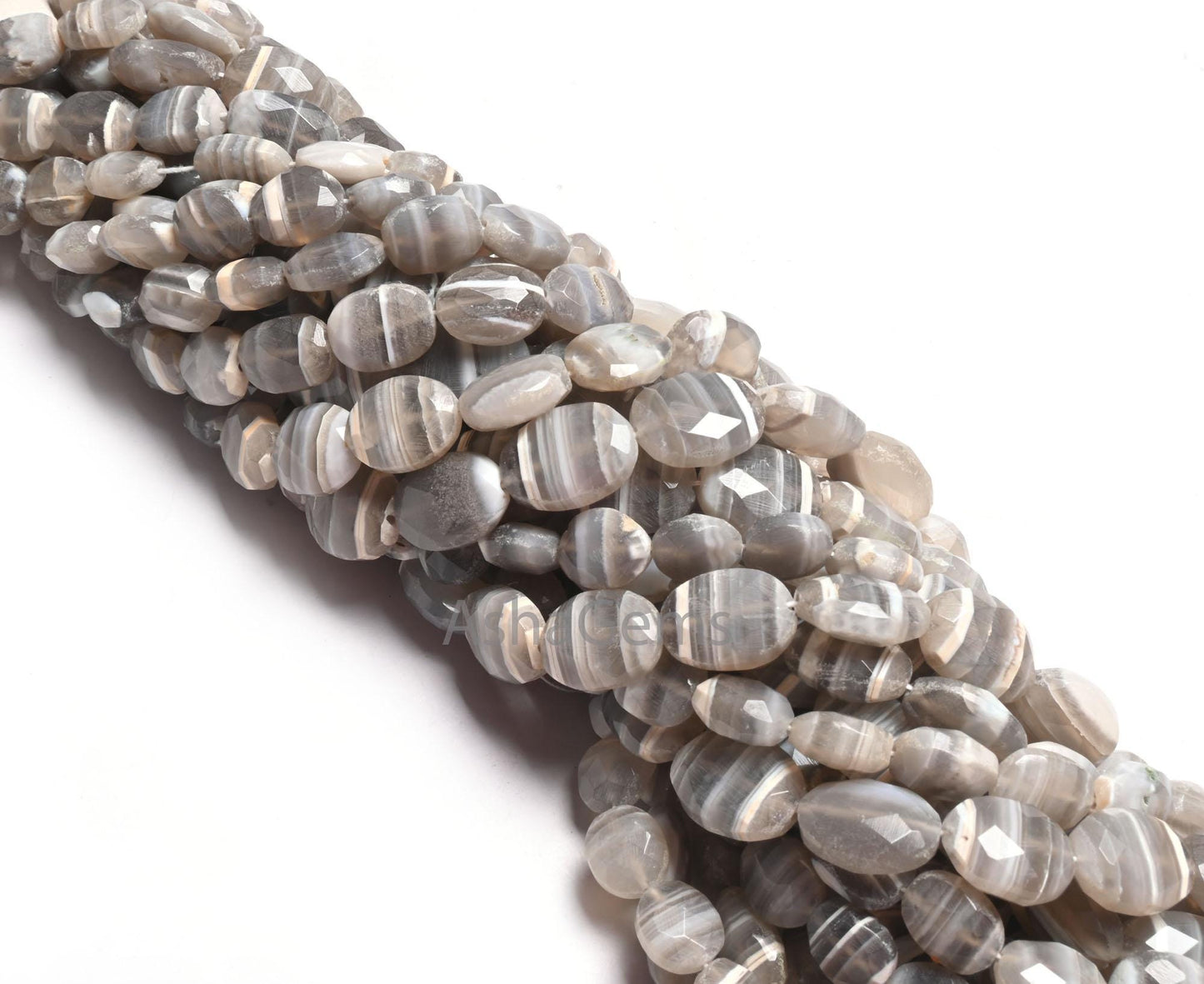 Beautiful Banded Agate Faceted Oval Shape handmade Beads, Shaded White Grey Agate Oval Briolette Indian Cut Boulder agate Gemstone Bead SALE