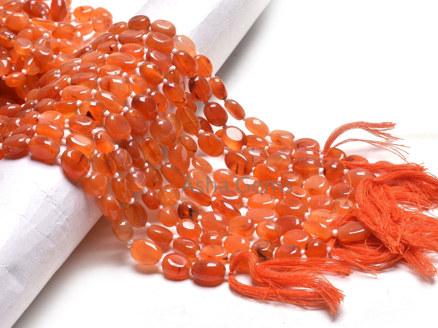 Beautiful Carnelian Smooth Oval shape Uneven Handmade Beads,10" Red Orange Carnelian Oval Straight Drill Gemstone Smooth Bead Jewelry Crafts