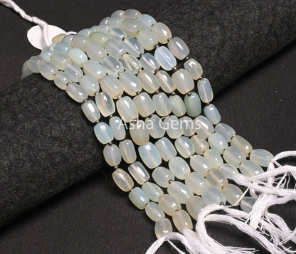 Light Aqua Blue Chalcedony Fancy Barrell Shape Handmade Beads,8" Strand Chalcedony Beads, Fine Chalcedony Smooth Fancy Gemstone Bead Jewelry