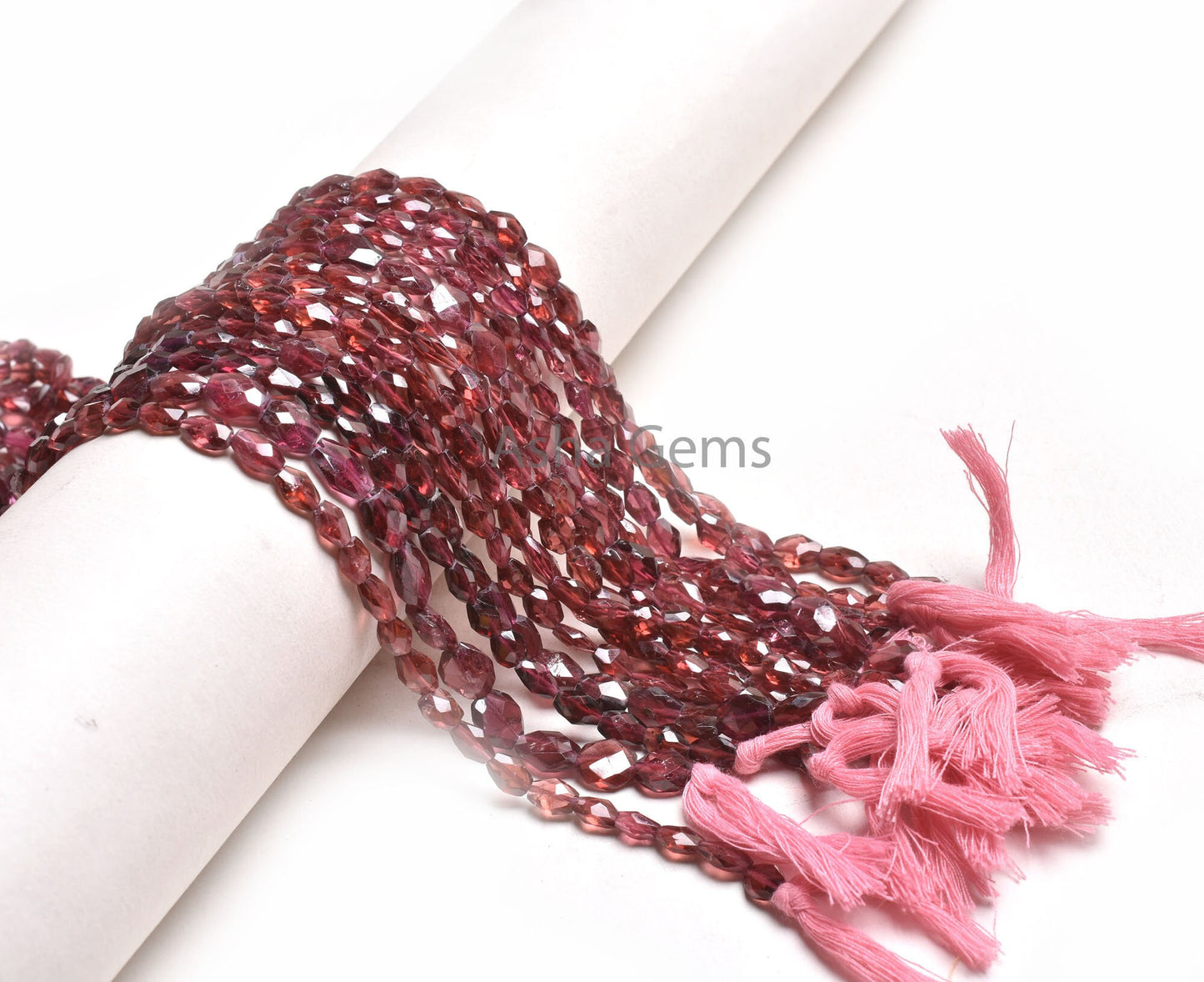 Fine Pink Garnet faceted Indian Cut Oval Handmade Gemstone beads, Natural Garnet Oval Briolette Hand cut Straight Drill bead Jewelry Crafts