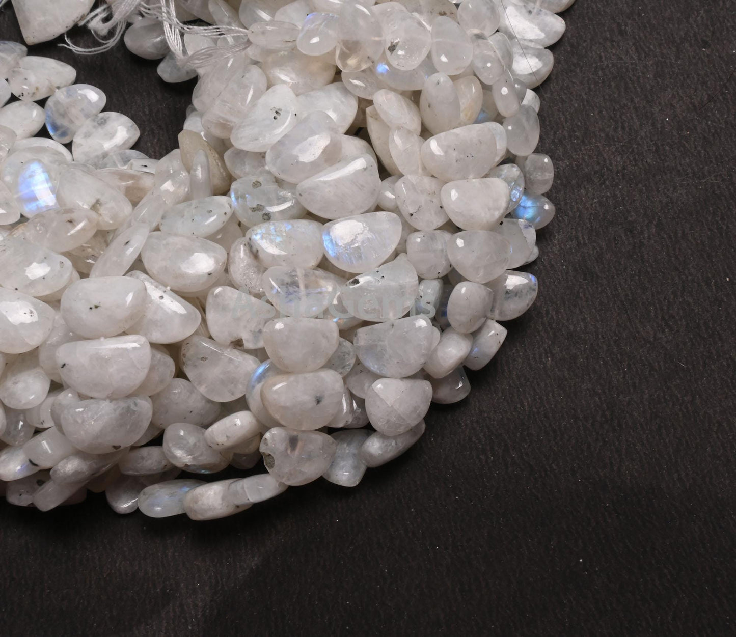 Natural Blue Fire Rainbow Moonstone fancy D Shape beads, Flashy White rainbow moonstone Half moon Smooth handmade Gemstone Bead Jewelry SALE