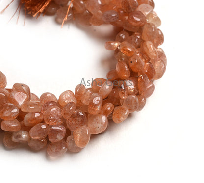 9" Strand Sunstone Smooth Heart Shape Gemstone Beads, Shaded Red Sunstone Beads, Sunstone Handmade Heart Side Drill Beads Jewelry Craft SALE