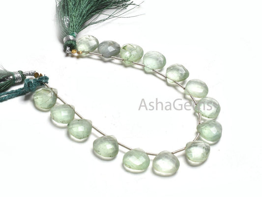 11 mm Fine Natural Fluorite Heart Shape Faceted Beads, Green Fluorite Hearts Briolette Side Drill Gemstone Bead, Fluorite Bead Jewelry Craft
