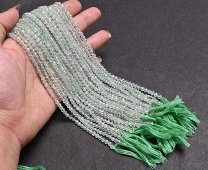 Beautiful Green Amethyst Micro Cut Rondelle Beads,13"Natural Green Amethyst Machine Cut Faceted Gemstone Amethyst Bead Jewelry Necklace SALE