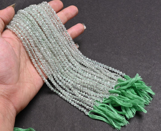 Beautiful Green Amethyst Micro Cut Rondelle Beads,13"Natural Green Amethyst Machine Cut Faceted Gemstone Amethyst Bead Jewelry Necklace SALE