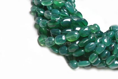 Green Onyx Smooth Oval Gemstone Loose Beads, Beautiful Onyx Plain Handmade Uneven Nugget Oval Straight Drill Beads, Onyx Beads Jewelry Craft