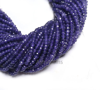 Beautiful Purple Blue Jade Quartz Faceted Rondelle Beads,4.5 mm Amethyst Color Jade Machine Cut Beads, Jade Quartz Beads Jewelry Crafts SALE (15390 c)