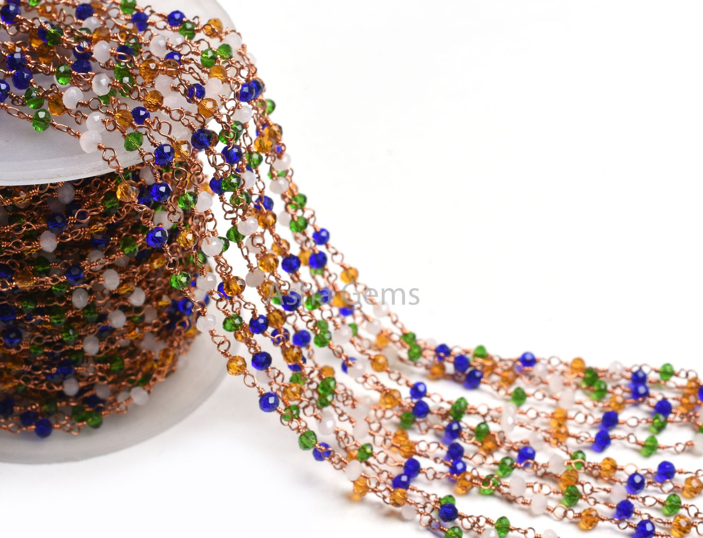 3,10,50Feet Multi Color Disco Hydro Faceted Beads Rosary Chain Rose Gold Plated Wire Wrap Copper Metal Chain Jewelry Making Craft Chain SALE