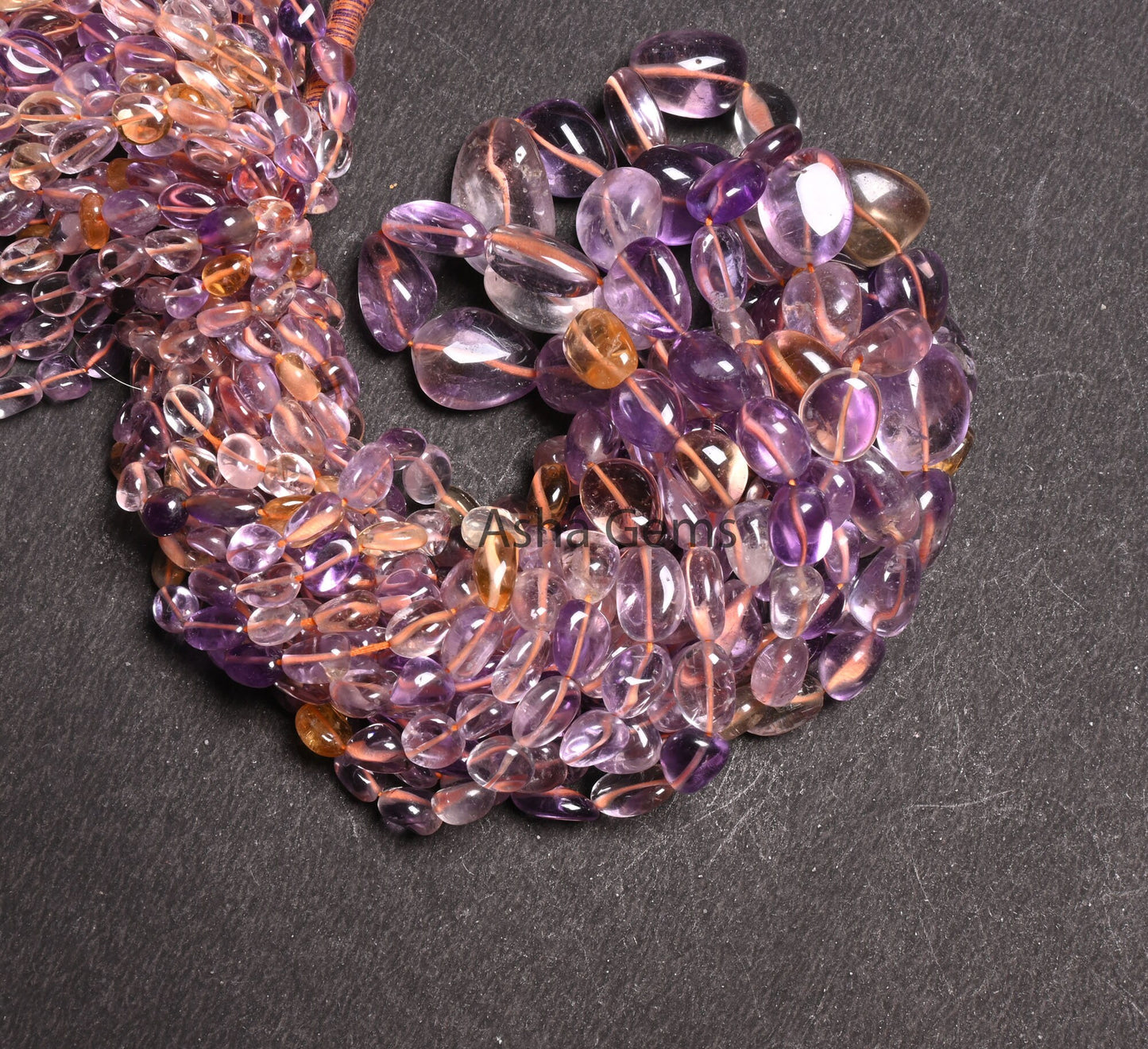 Beautiful Ametrine Smooth Nugget beads,9/18" Strand Fine Natural Ametrine Plain Handmade Tumble Gemstone Straight Drill Beads Jewelry Crafts