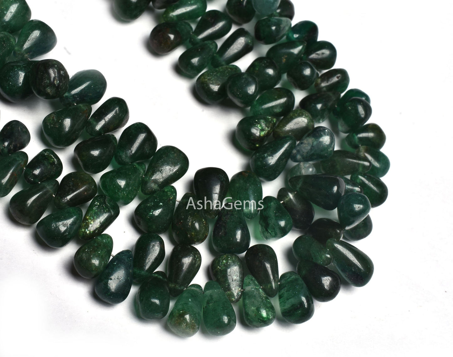 Natural Green Mica Margaj Smooth Drops Shape Beads,8" Strand Beautiful Mica Plain Handmade Teardrop Gemstone Beads, Green Mica Beads Jewelry
