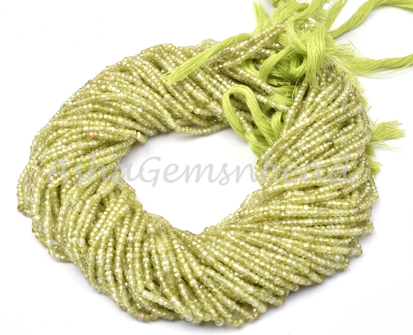 2.5mm Beautiful Light Green Zircon Micro Cut Faceted Rondelle Tiny Beads,13" AAA Prehnite Color Cubic Zirconia Machine Cut Bead Jewelry SALE