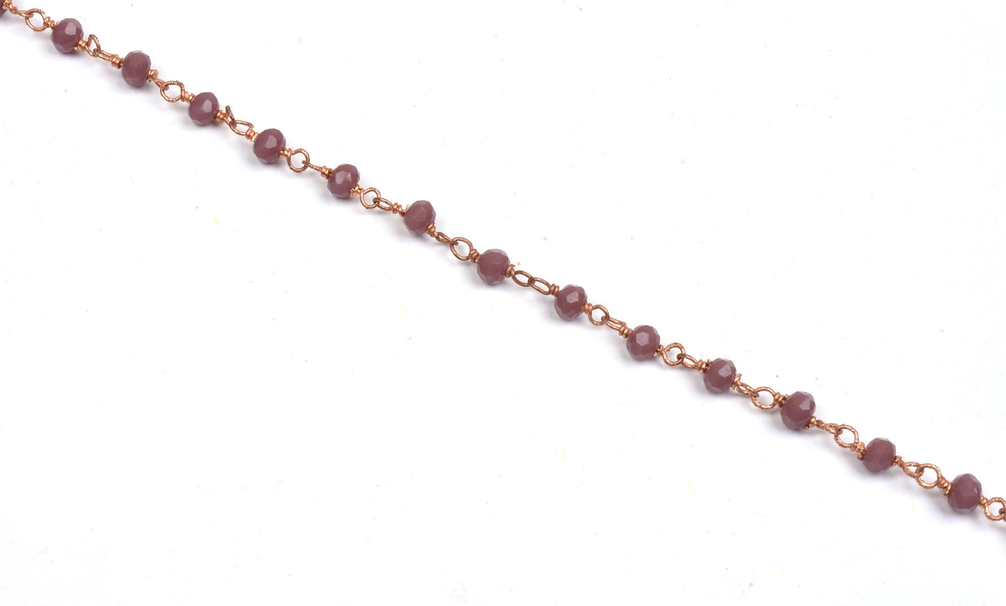 3,5,10 Feet Lavender Hydro Faceted Rondelle Beaded Rosary Chain RoseGold Plated Wire Jewelry Making Finding Wire Wrapped Chain 3-3.5mm Chain