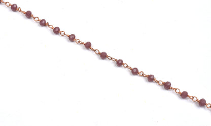 3,5,10 Feet Lavender Hydro Faceted Rondelle Beaded Rosary Chain RoseGold Plated Wire Jewelry Making Finding Wire Wrapped Chain 3-3.5mm Chain