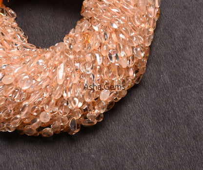 Fine Citrine Quartz Smooth nugget Shape Gemstone Beads,4.5-9 mm Light Yellow Citrine Smooth uneven Tumble tiny Handmade Bead Jewelry Making (AG 22257)