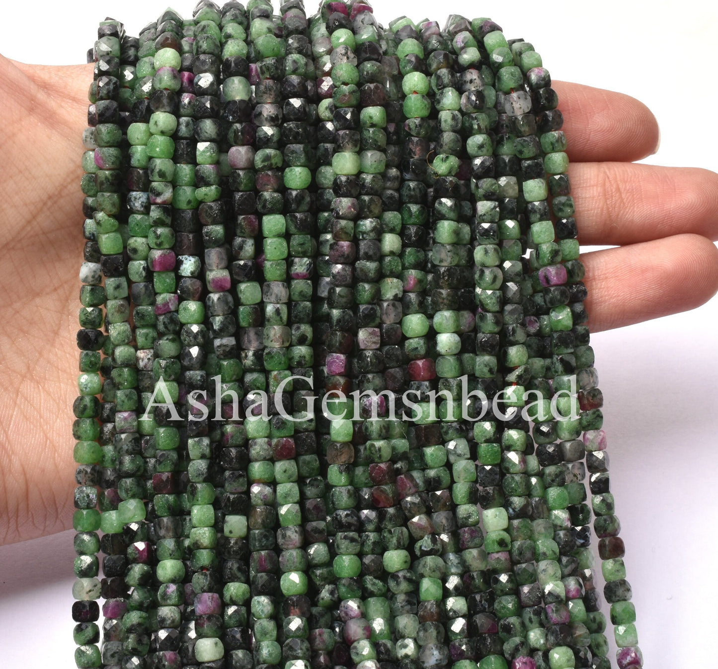Beautiful Ruby Zoisite Faceted Cube Box Beads, Natural Ruby Zoisite 3D Cube Box Beads,Green Ruby Zoisite Faceted Bedas Tiny, Jewelry Crfats