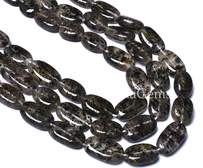 Amazing Black Dot Quartz Smooth Uneven Oval Shape Gemstone Beads, Black Dot Quartz Plain Oval Beads, Quartz Handmade Loose Beads For Jewelry