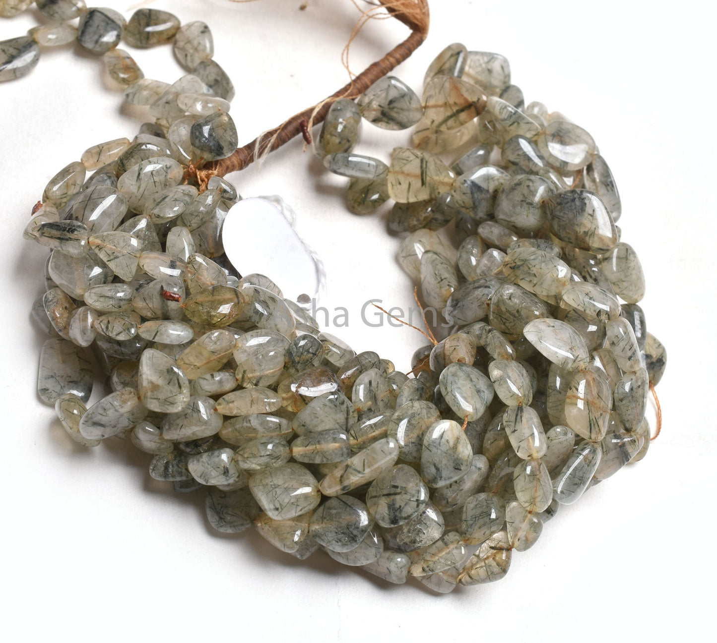 Natural Rutile Smooth Handmade Nugget Shape Gemstone Beads,8/16" Strand Shaded Rutile Plain Tumble Straight Drill Beads Jewelry Handicrafts