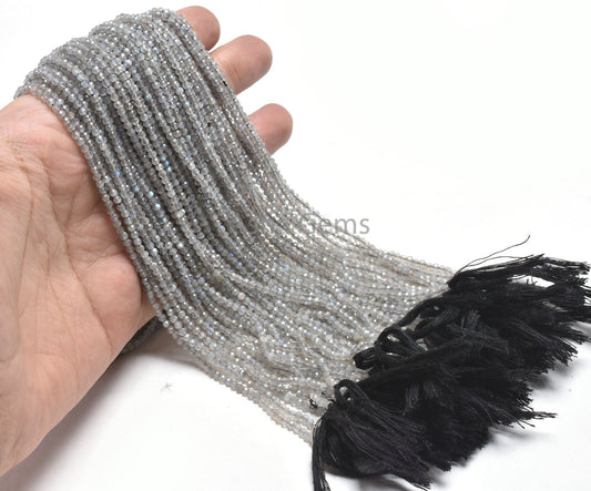 2.5mm Beautiful Labradorite Micro Cut Faceted Rondelle Beads, Natural Flash labradorite Machine Cut Gemstone Beads, Labradorite Bead Jewelry
