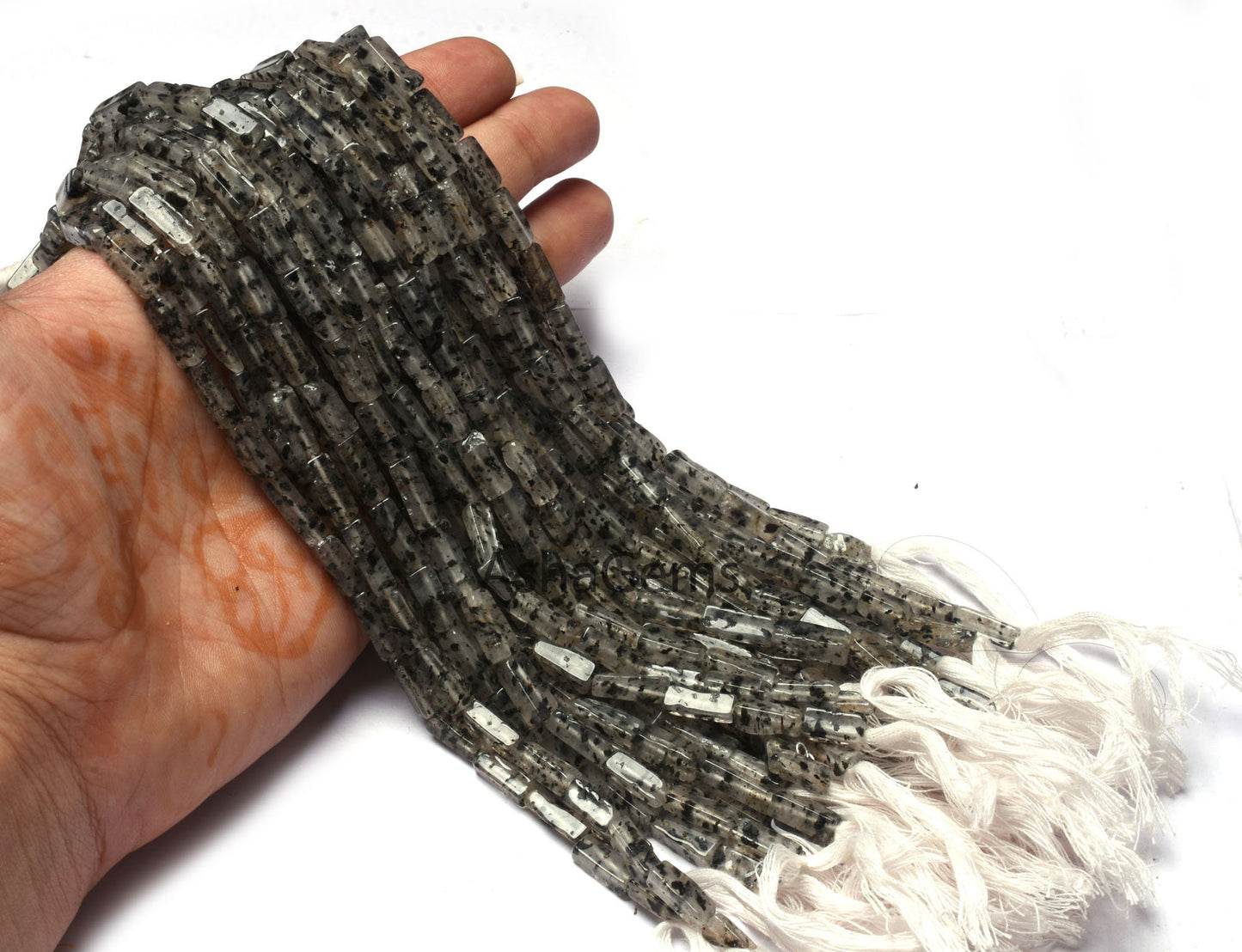 Natural Black Dot Quartz Smooth Rectangle Beads,13" Strand Dot Quartz Plain Handmade Long Rectangle Uneven Beads, Quartz Beads Jewelry SALE