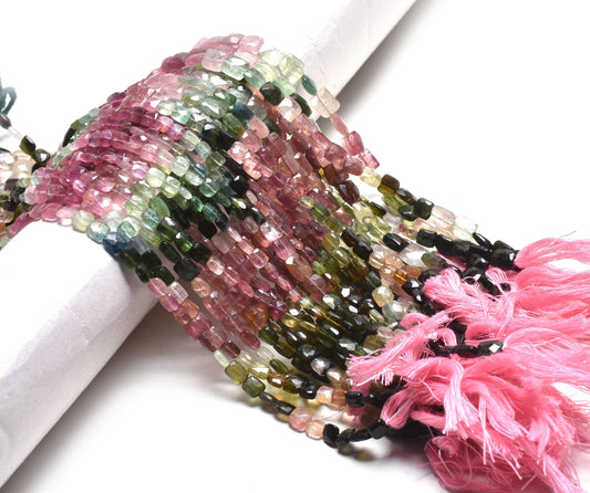 Natural Multi Tourmaline faceted Gemstone Beads, Tourmaline Fancy Chicklet Uneven Shape Handmade beads, Multi Color Tourmaline Bead Jewelry