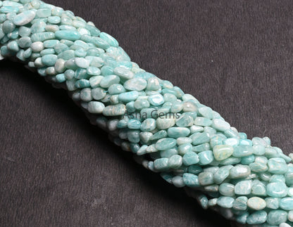 Natural Blue Amazonite Smooth Tiny Nugget Gemstone Loose Beads, Fine Amazonite Handmade Uneven Tumble Shape Straight Drill Bead Jewelry SALE