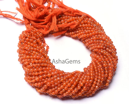 Beautiful Orange Carnelian Smooth Round Shape Beads, 13" Strand, Natural AAA Carnelian Smooth Round Ball Gemstone Beads, Carnelian Bead