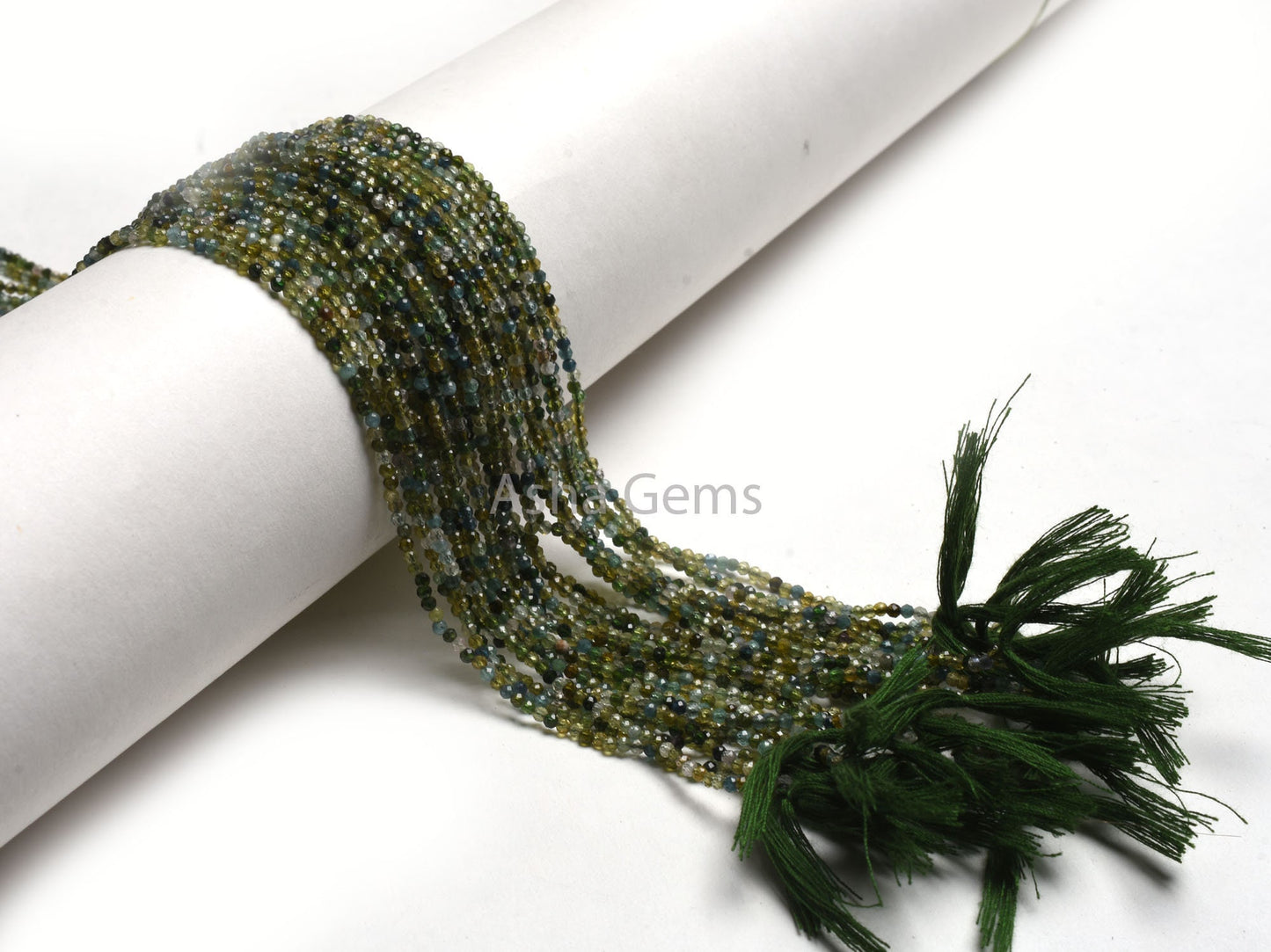 Beautiful Green Tourmaline Micro Cut Faceted Beads,2 mm Natural Tourmaline Machine Cut Rondelle Gemstone Beads, Shaded Green Tourmaline Bead