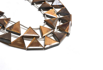 Beautiful Tiger Eye Trillion Shape Faceted Beads,13-15mm Natural Tiger Eye Fancy Side Drill Triangle Gemstone Bead Jewelry making Craft SALE