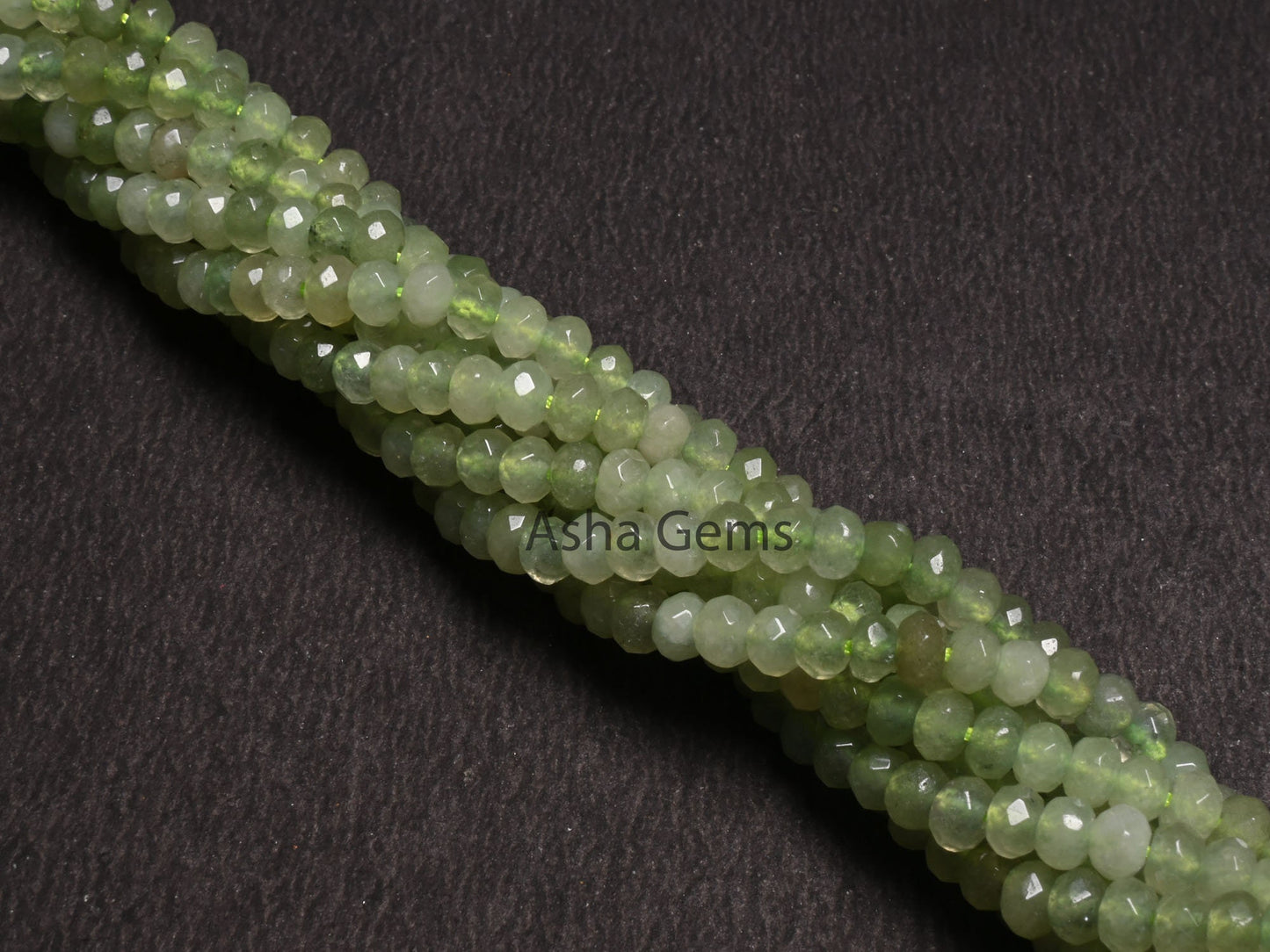 Shaded Light Green Jade Quartz Machine Cut Beads4.5 mm Fine Green Jade Quartz Faceted Rondelle Gemstone Loose Bead,13.5" Jewelry Crafts SALE