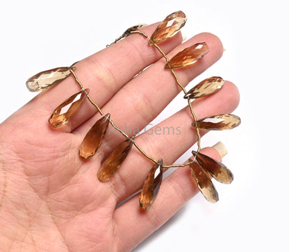 Fine Bear Quartz Fancy Long Drops Faceted Gemstone Beads,6.5-23 mm Natural Bear Quartz Side Drill Teardrop Briolette Bead Jewelry Craft SALE