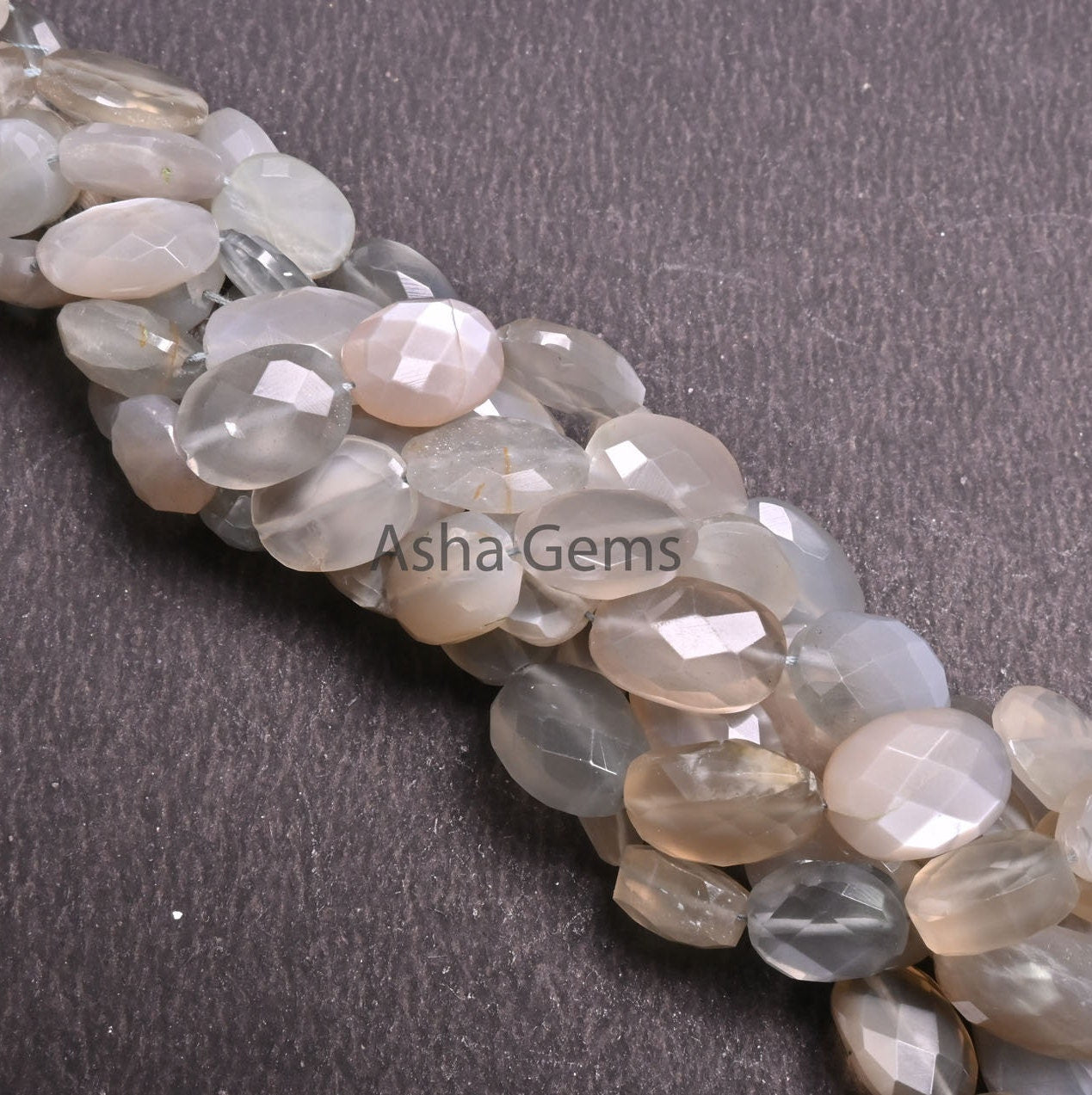 Beautiful Grey Moonstone faceted Oval Shape Beads,9" Strand Natural Moonstone Briolette Oval Beads, grey Moonstone Oval Gemstone Beads Craft