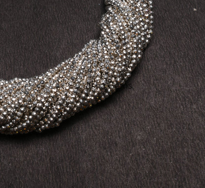 2 mm Beautiful Silver Pyrite Micro Cut Gemstone Loose Beads, Natural Pyrite Faceted Machine Cut Rondelle Shape Beads,13" Pyrite Bead Jewelry