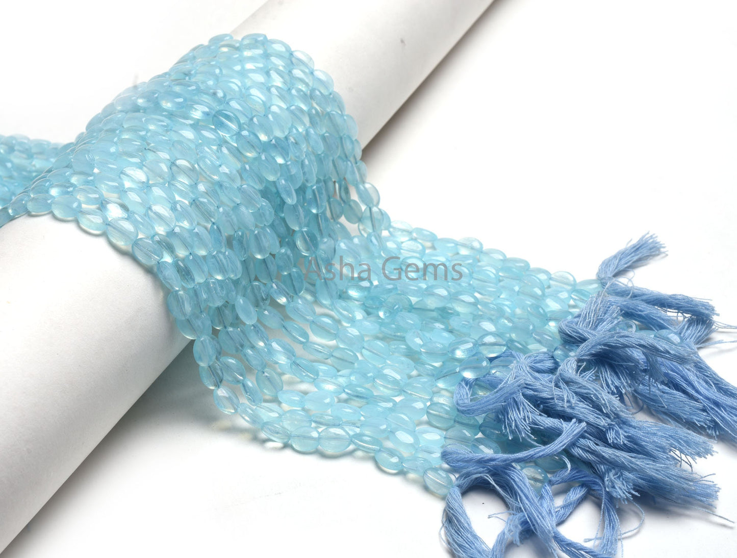 14" Strand Fine Sky Blue Quartz Hydro Smooth Oval Handmade Beads, 6.5-8.5 mm Blue Hydro Plain Handmade Oval Shape Beads Jewelry Crafts SALE