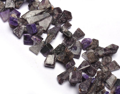 Shaded Purple Charoite Faceted Nugget gemstone Beads,8"Strand Natural Charoite Fancy Uneven Shape Side Drill Beads, Charoite Beads Jewelry