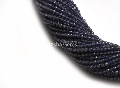 Sale 13" Strand Beautiful Natural Blue Iolite Micro Cut Beads,2.2 mm AAA Quality Iolite Faceted Machine Cut Rondelle Gemstone Bead Jewelry