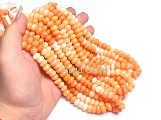 AAA Orange Opal Smooth Rondelle Beads, 8/16" Strand Shaded Fire Opal Color Handmade Gemstone carrot Orange opal beads Necklace Jewelry SALE