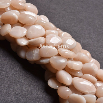 Beautiful Peach Moonstone smooth Nugget Gemstone Beads,13"Strand Pink Moonstone Plain Handmade Straight Drill Tumble Bead Jewelry Craft SALE (AG 22243)