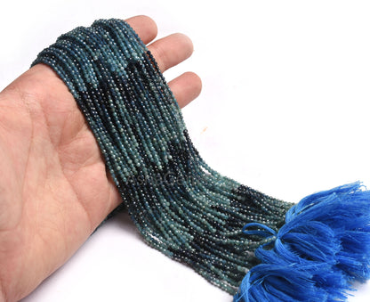 Rare Blue Tourmaline Faceted Rondelle Gemstone Beads, Shaded Blue Tourmaline Micro Faceted Machine Cut Beads, Pigeon Tourmaline Bead Jewelry