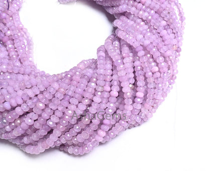Beautiful Light Purple Lavender Color Jade Quartz Faceted Rondelle Gemstone Beads,4.5mm Jade Machine Cut Jade Quartz Bead Jewelry Craft SALE