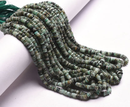 Emerald Smooth Tyre Shape Beads Gemstone Natural Emerald Beads,8/ 16" Strand Shaded Green Emerald smooth Handmade Wheel Beads Jewelry Crafts