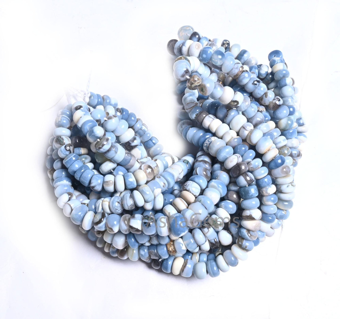 Blue Boulder Opal Smooth Rondelle Shape Gemstone Beads, Fine Blue Opal Beads Strand Boulder Opal Plain Handmade Gemstone Beads Jewelry SALE  (AG 12319)