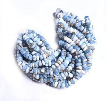 Blue Boulder Opal Smooth Rondelle Shape Gemstone Beads, Fine Blue Opal Beads Strand Boulder Opal Plain Handmade Gemstone Beads Jewelry SALE  (AG 12319)