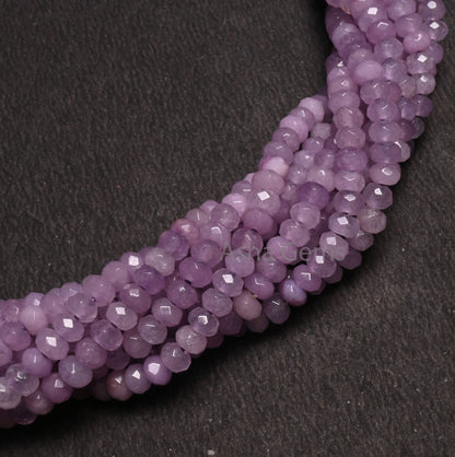 Fine Lavender Color Jade Quartz Faceted Rondelle Gemstone Beads,4.5 mm Light Purple Jade Machine Cut Beads, Jade Quartz Beads Jewelry Crafts