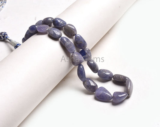 Natural Tanzanite Smooth Uneven Shape Nugget Beads,1 Strand Necklace Tanzanite Bead,11x15-14x20 mm Blue Tanzanite Plain Tumble Gemstone Bead