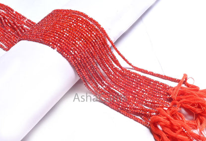 Beautiful Deep Orange Cubic Zircon Micro Cut faceted beads, 2.5 mm Orange Zircon Machine Cut Rondelle Tiny Zircon Beads Jewelry Craft SALE