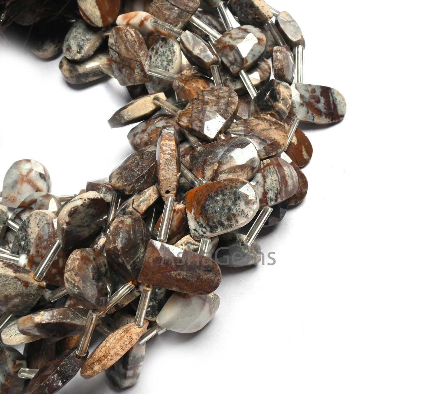 Beautiful Wood Agate Fancy Gate Shape Gemstone Beads, Natural Moss Agate Faceted Briolette Side Drill Agate Beads Jewelry Making Crafts SALE (AG 18601)