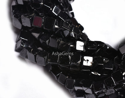 Beautiful Natural Black Spinel Box Shape Smooth Gemstone Beads,4.mm, Black Spinel Plain 3D Cube Box Beads,Spinel Beads.For Jewelry Craft