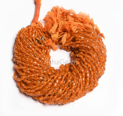 Beautiful Fanta Orange Color Hydro Smooth Oval Shape Beads, 5.5-7 mm Pine Orange Quartz Hydro Plain Handmade Oval Loose Beads Jewelry Crafts