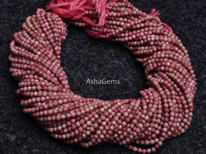 Beautiful Pink Rhodonite Micro Faceted Rondelle Gemstone Beads,3 mm Natural Rhodonite Beads, Rare Rhodonite Machine Cut Center Drill Beads