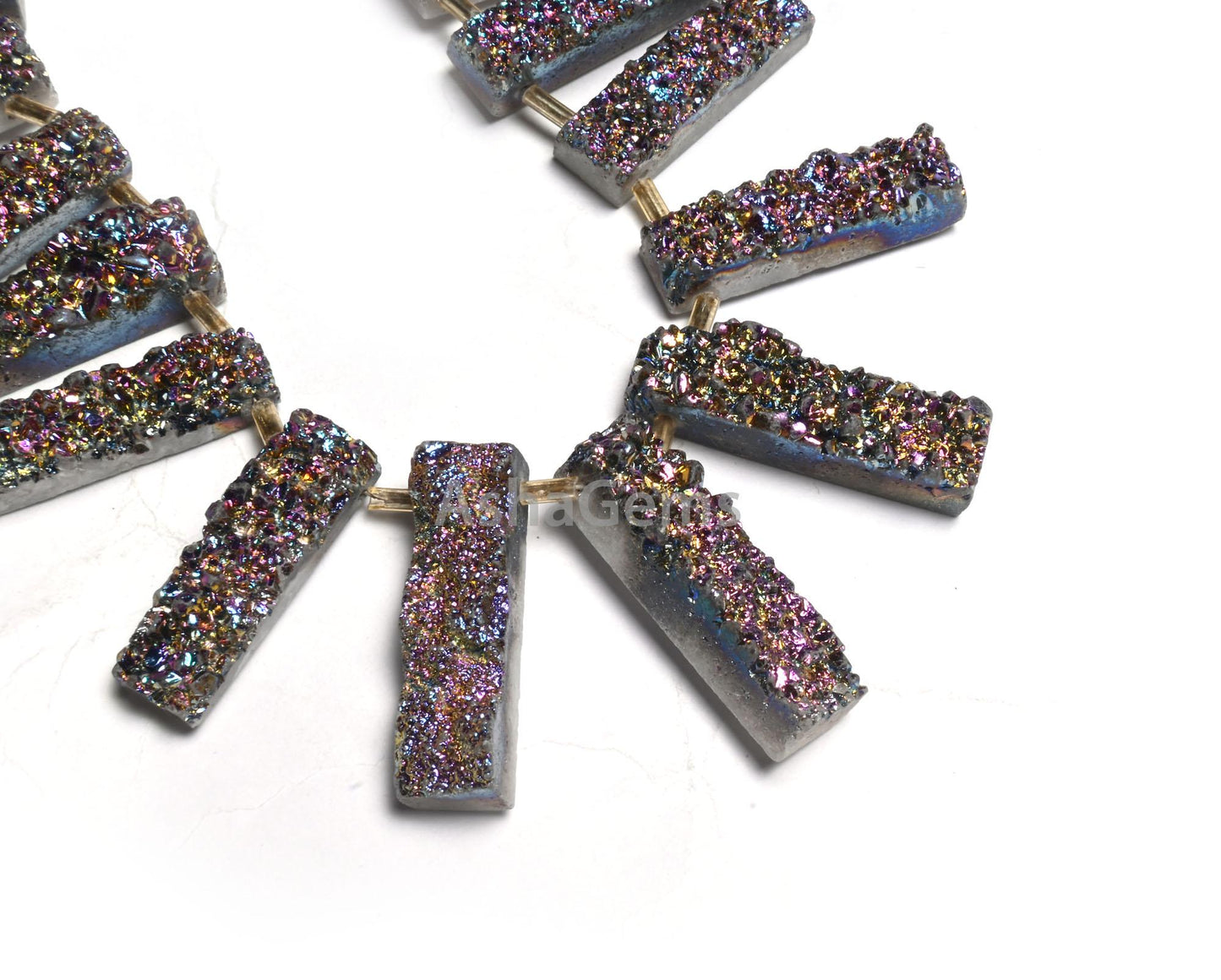 Pink Mystic Coated Druzy Fancy Long Slice Shape Gemstone Loose Beads, Druzy Beads, Pink Coated Drusy 7 Shape Beads Jewelry Making Craft SALE